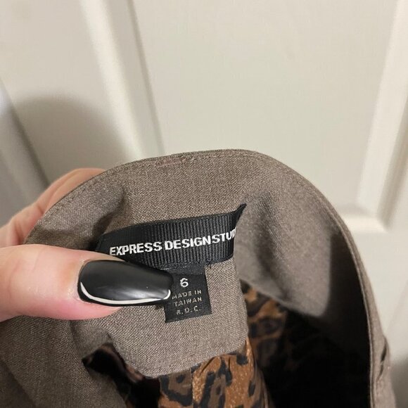 Express Design Studios Womens Brown Back Slit Career Pencil Skirt Size 6 - Picture 2 of 8